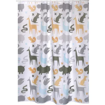 Sprchový závěs MSV sprchový závěs NOE, obrázkový motiv, bílý, 180 x 200 cm, polyester, s kroužky