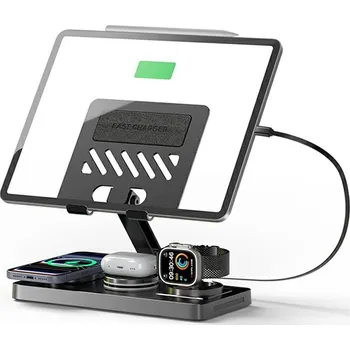 Nabíječka bezdrátová 5v1 pro Apple iPad - se samonavíjecím kabelem - černá