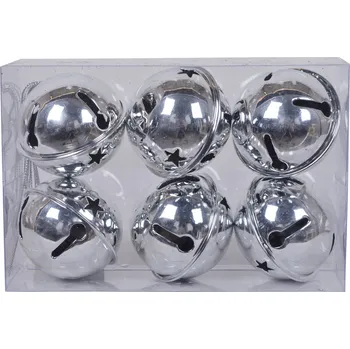 Vánoční dekorace Stříbrné vánoční Vánoční Baňky - Janczary - sada 6 kusů - průměr 5,5 cm