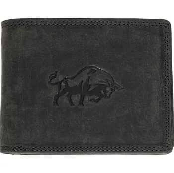 Peněženka Luxusní kožená peněženka s býkem - černá