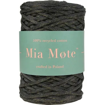 Nit Plochá polyesterová šňůra s lurexem 5 mm, 110 m, černá se zlatou nití (100 m + 10 m)