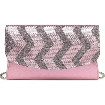 Kabelka Miss Lulu večerní dámská kabelka psaníčko s flitry LP2311 - růžová