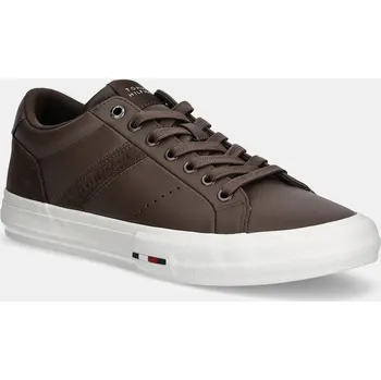 Pánské tenisky Kožené tenisky Tommy Hilfiger TH HI VULC LTH STREET FM0FM05626 hnědá 89X, EUR 45