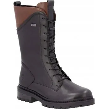 Dámská zimní obuv Dámské kotníkové boty KOŽENÉ šněrovací ZATEPLENÉ černé pohodlné stabilní Rieker 38