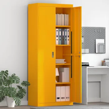 Zásuvkový kontejner vidaXL Úložná skříňka 2 pcs Hořčicově žlutá 80 x 40 x 200 cm Ocel [3406193]