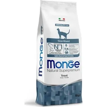 Krmivo pro kočku MONGE Natural Superpremium Sterilised 10kg monoproteinové krmivo s pstruhem pro sterilizované kočky