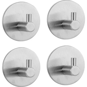 Držák na ručník MSV háčky na ručníky 4 ks KHEO, lesklá nerez ocel, samolepící, 45 x 27 mm