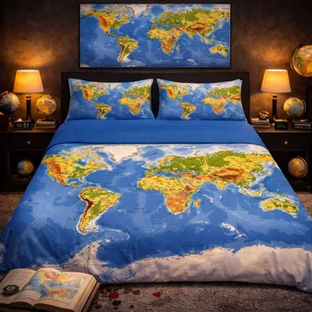 Povlečení 2-dílné ložní povlečení - Mapa světa