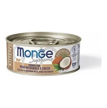 MONGE SUPREME KITTEN tuňák s hnědou rýží a kokosem pro kočky 80 g