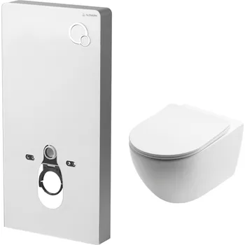 WC sada AKČNÍ SET SLOVARM Předstěnový modul PS-108BPZ + WC mísa Tornado W YJ-2385, bílá