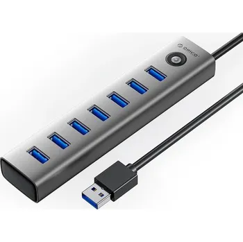 USB hub Orico | Orico CL7U-U3 HUB adaptér USB - 7x USB 3.0 / USB-C 3A, šedý