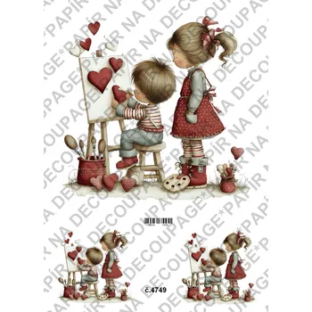 Výtvarný papír Rýžový a soft papír na decoupage - Valentýnky - KB4749 Materiál: Soft, Rozměr: A4