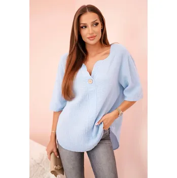 Dámská halenka Fashionweek Košilová halenka z lehké a příjemné bavlny K9225 Barva: Modrá, Velikost: Universal