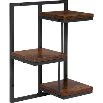 police ModernHome ME-ATS05 Nástěnná police se 3 úrovněmi, tmavé dřevo