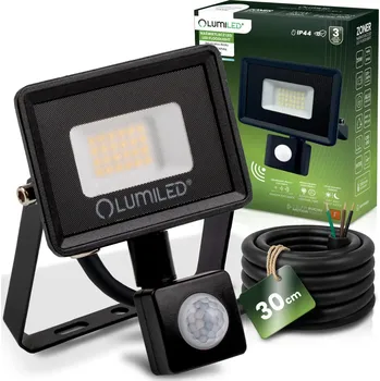 Reflektor LED ZONER 20W 1800LM 4000K IP65 Černý čidlo Pohybu LUMILED