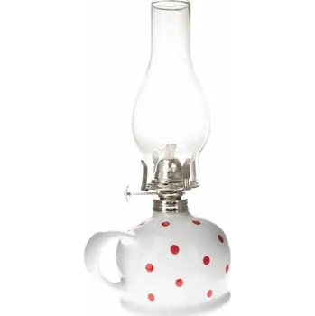 Petrolejová lampa Casa de Engel Keramická petrolejová lampa bílá s červenými puntíky
