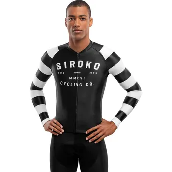 Pánské tričko SIROKO Pánský cyklistický dres s dlouhým rukávem M2 Summit Černá XL ČERNÁ