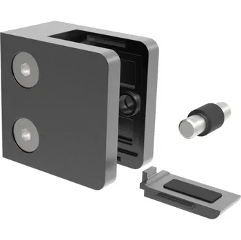 Zábradlí Hahn Steel Držák skla 45x45mm pro rovnou plochu, model 23P – ZAMAK slitina, antracit RAL 7016