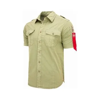 Pánská košile Alpha Industries Košile AI.136427-01-3XL Zelená Regular Fit 3XL