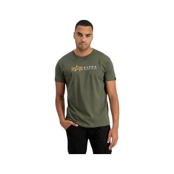Pánské tričko Alpha Industries T-Shirt AI.118502-142-XXL Khaki Regular Fit 3XL