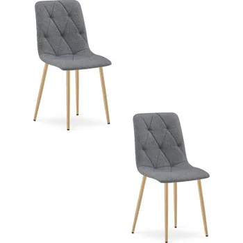 Jídelní židle Set dvou jídelních židlí LIBRA tmavě šedé / hnědé nohy (2 ks)