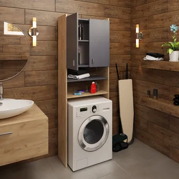 Koupelnový nábytek Max-i Skříňka nad pračku MARTIEN NEW dub artisan / grafit