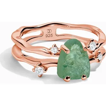 Prsten Royal Fashion prsten 18k zlato Vermeil SKA-R002-ROSEGOLD-GREENAPATITE Velikost: 8 (EU: 57-58)