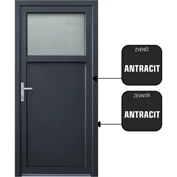 Vchodové dveře CanDo Dveře vchodové vedlejší plastové DRAVA, antracit/antracit, levé, 98x208cm