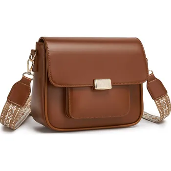Dámská crossbody kabelka s tkaným popruhem Miss Lulu - hnědá