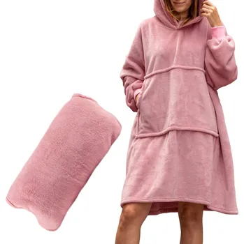 Pánská móda Mikina s kapucí Bluzair XXL Deka teplá růžová, 4v1