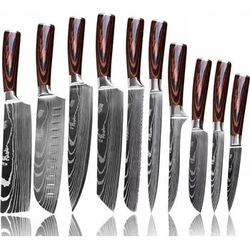 Profesionální japonské kuchyňské nože z uhlíkové oceli sada 10 ks