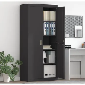 Zásuvkový kontejner vidaXL Úložná skříňka 2 pcs Černý 80 x 40 x 180 cm Ocel [3406184]