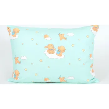 Povlečení Dětský povlak na polštářek 70x50 cm - bavlna - zvířátka a letadla tyrkysová