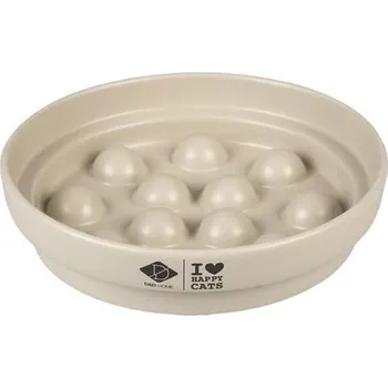miska pro kočku EBI D&amp;D I LOVE HAPPY CATS Sue Keramická miska na pomalé pojídání pro kočky 750ml - 20x20x4, 5cm bílá