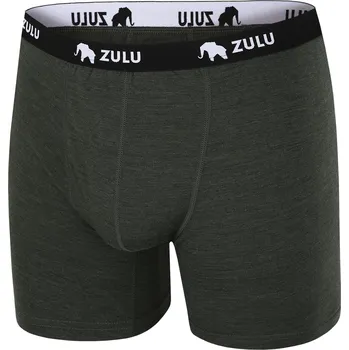 Pánské spodní prádlo Pánské boxerky Zulu Merino 160 6in Velikost: XXL / Barva: tmavě zelená