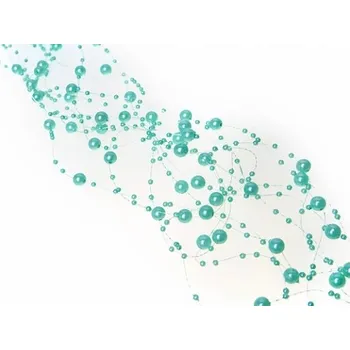 PartyDeco Perličky na silikonu mátové 1,3 m 5 ks - perličková girlanda na svatební výzdobu