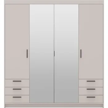 Šatní skříň ArtLemp Šatní skříň ELLEN 4D6S se zrcadlem | pískově béžová