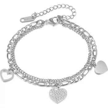 Náramek Dámský Dvojitý náramek z nerezové oceli Figaro Stříbrný