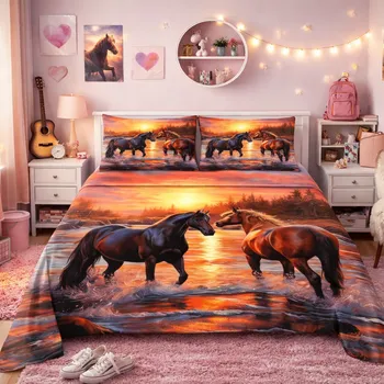 Povlečení 2-dílné ložní povlečení - Koně ve vodě