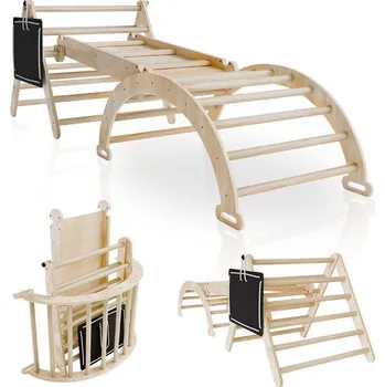 Dětské hřiště Dětské dřevěné hřiště do pokojíčku 4v1 montessori pro hry a motorický rozvoj