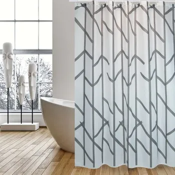 Sprchový závěs MSV sprchový závěs TREE, motiv abstraktní, bílo-šedý, 180 x 200 cm, polyester, s kroužky