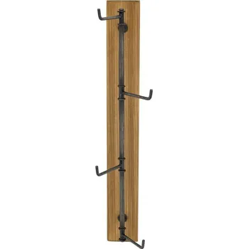 Věšák Nástěnný dřevěný věšák se 4mi kovovými háky Mondy - 15*15*50 cm