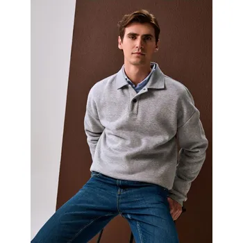 Pánské oblečení Sinsay - Mikina s límečkem - šedá - 500HL-09M - 500HL-09M-S