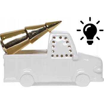 Obraz Porcelánové autíčko s vánočním stromkem, podsvícené