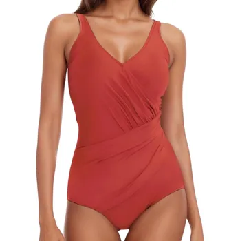 Dámské plavky ZEŠTÍHLUJÍCÍ JEDNODÍLNÉ PLAVKY DÁMSKÉ ČERVENÉ L 40