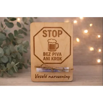 Dary dřeva Dřevěné přání na peníze - Originální dárek