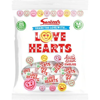 Bonbon Swizzels Love Hearts šumivé bonbonky s ovocnými příchutěmi 75 g