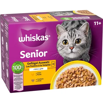 Krmivo pro kočku 24x85g Megapack Whiskas Senior kapsičky - 11+ drůbeží výběr v želé