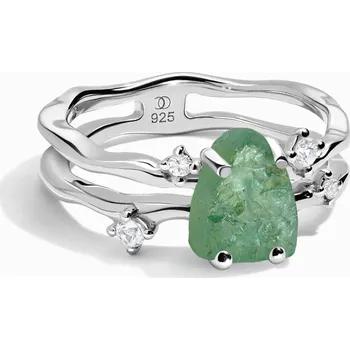 Prsten Royal Fashion rhodiovaný prsten SKA-R002-SILVER-GREENAPATITE Velikost: 10 (EU: 61-63)