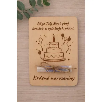 Dary dřeva Dárková dřevěná karta na peníze